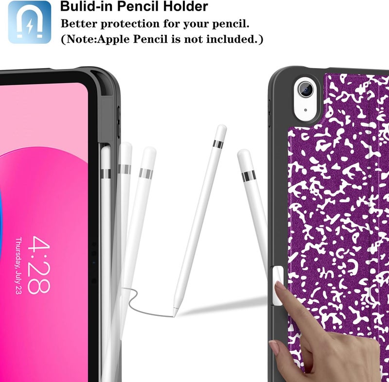 Supveco Case for iPad (A16) 11th Generation 11 inch (2025),iPad 10th Generation 10.9 inch (2022) with Pencil Holder-[Auto Wake/Sleep],Premium Folio Stand Case with Soft TPU Back Cover-New Purple - Image 4